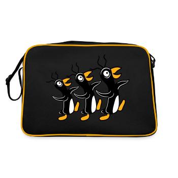 3 crazy penguins running stupid team friends crew - Retro Bag - black/gold - Back