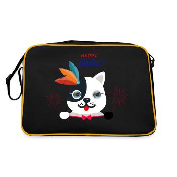 Greetings from a blue-eyed cat. - Retro Bag - black/gold - Back