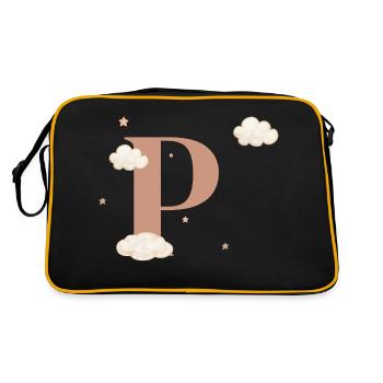 Lettre p nuages étoiles - Sac Retro - noir/or - Dos