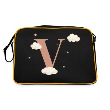 Letter v clouds stars - Retro Bag - black/gold - Back