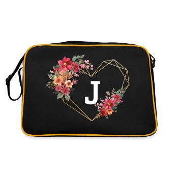 Lettre j cœur doré floral - Sac Retro - noir/or - Dos