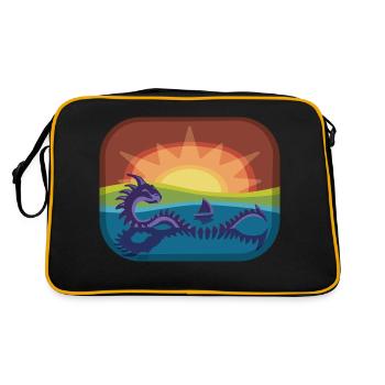 Loch Monster in Rainbow Landscape - Retro Bag - black/gold - Back