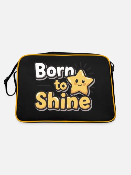 Born to Shine – Strahlender Stern - Retro Tasche - Schwarz/Gold - Hinten