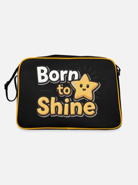 Born to Shine – Strahlender Stern - Retro Tasche - Schwarz/Gold - Hinten