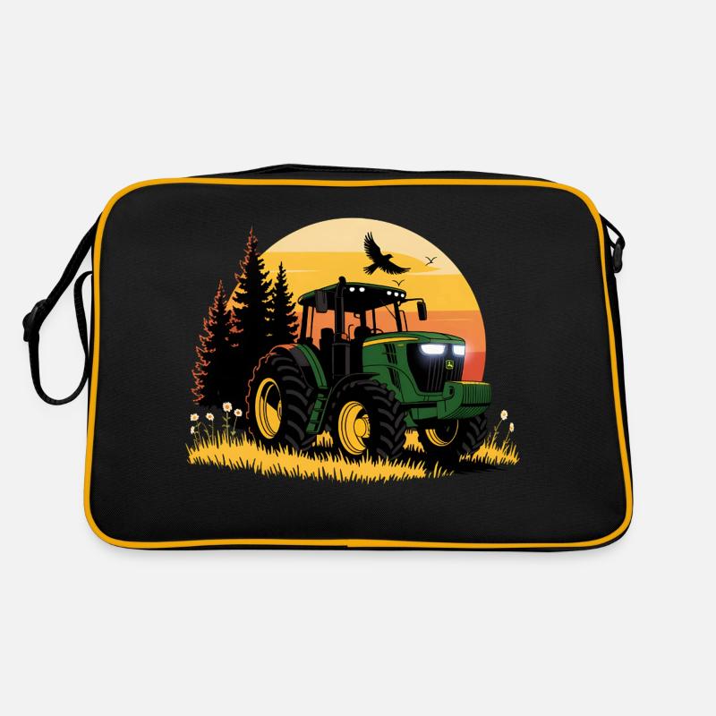 Traktor - Schlepper - Landwirt - Retro Tasche - Schwarz/Gold