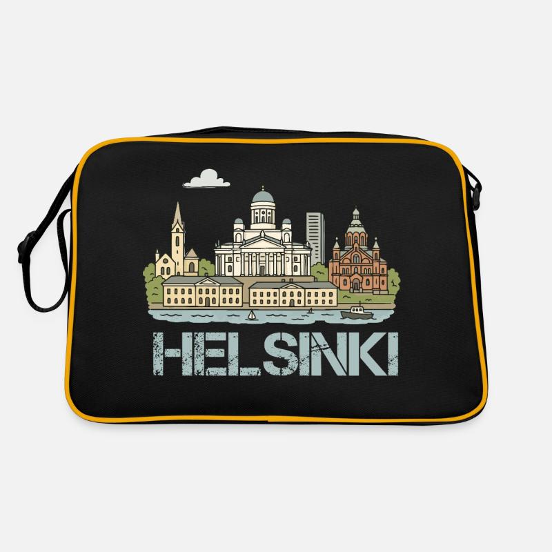 helsinki stadt - Retro Tasche - Schwarz/Gold