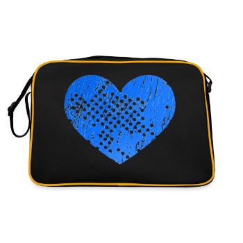 Heart with holes (blue) - Retro Bag - black/gold - Back