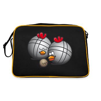 poule-de-petanque - comique - Sac Retro - noir/or - Dos