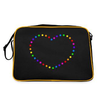 Regenbogen Herz - Retro Tasche - Schwarz/Gold - Hinten