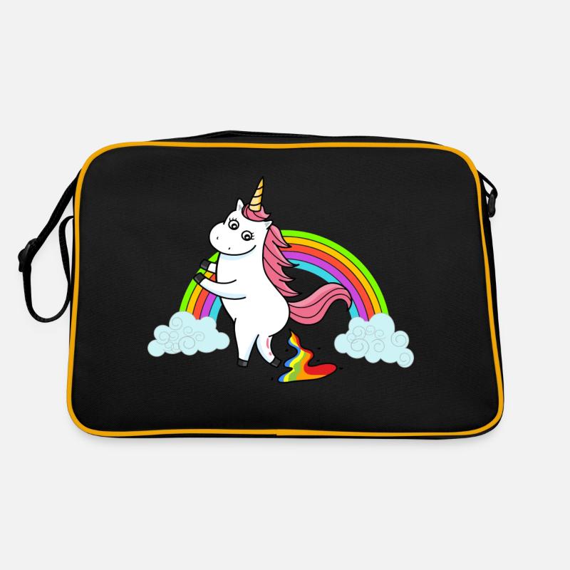 Pooping unicorn rainbow - Retro Bag - black/gold