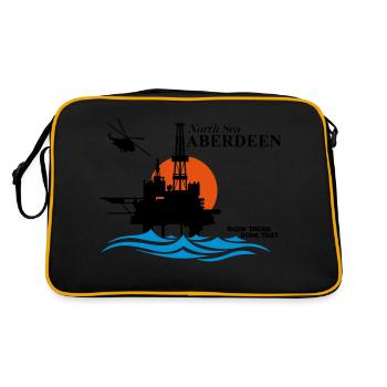 North Sea Aberdeen Oil Rig Platform - Retro Bag - black/gold - Back