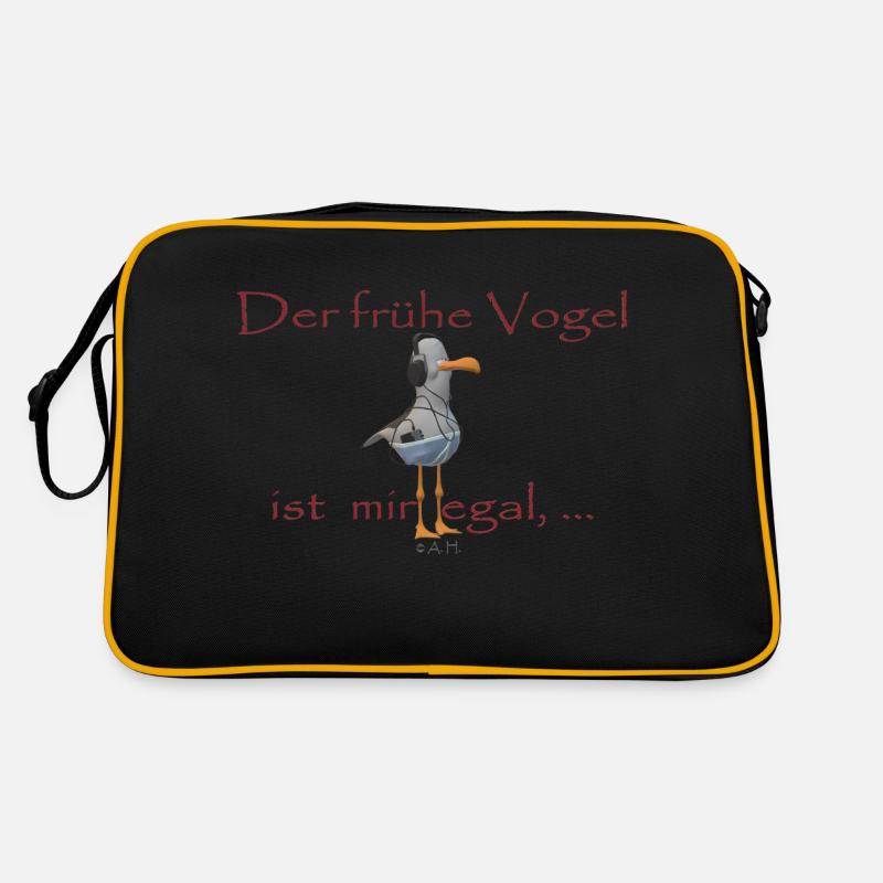 Der frühe Vogel - Retro Tasche - Schwarz/Gold