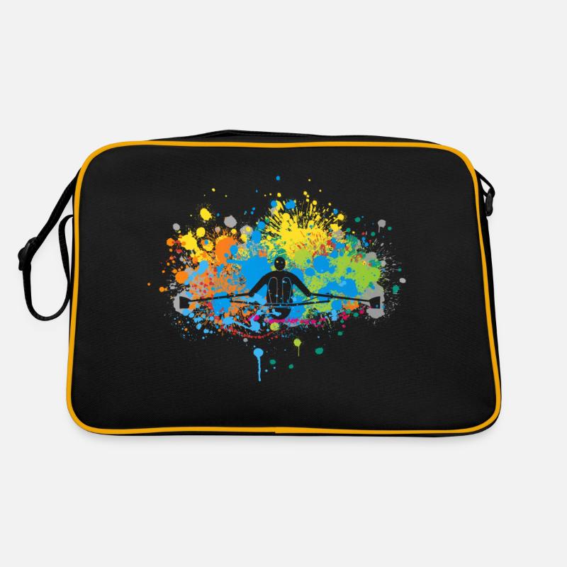 Farbkleckse Rudern - Retro Tasche - Schwarz/Gold