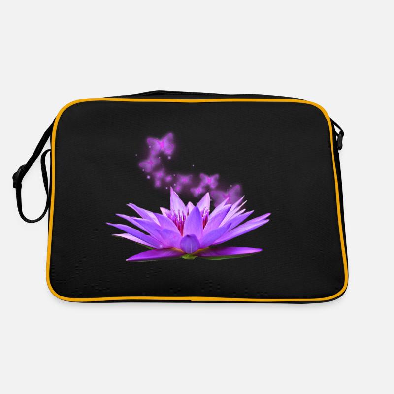 Lotusblüte - Retro Tasche - Schwarz/Gold