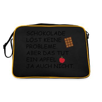 Schokolade | Lustiger Spruch - Retro Tasche - Schwarz/Gold - Hinten