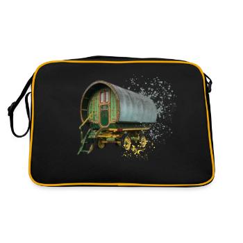 caravane gitane tirée par des chevaux, - Sac Retro - noir/or - Dos