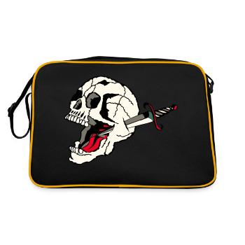 crane transperce dague tete de mort old school - Sac Retro - noir/or - Dos