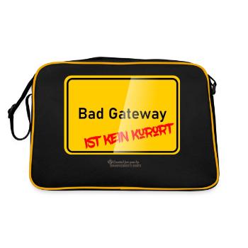 Admin lustiger Spruch Bad Gateway ist kein Kurort - Retro Tasche - Schwarz/Gold - Hinten