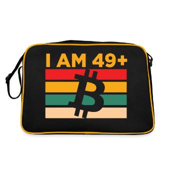 Ich bin 49 plus, Bitcoin - Retro Tasche - Schwarz/Gold - Hinten