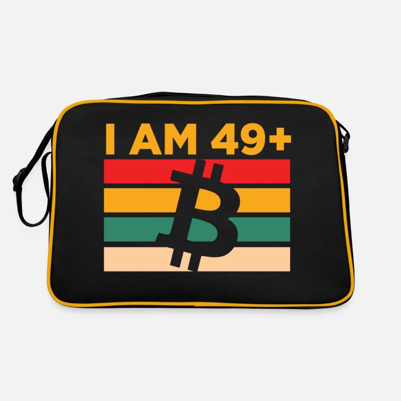 Ich bin 49 plus, Bitcoin Retro Tasche