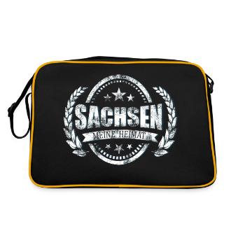 Meine Heimat ist Sachsen - Retro Tasche - Schwarz/Gold - Hinten