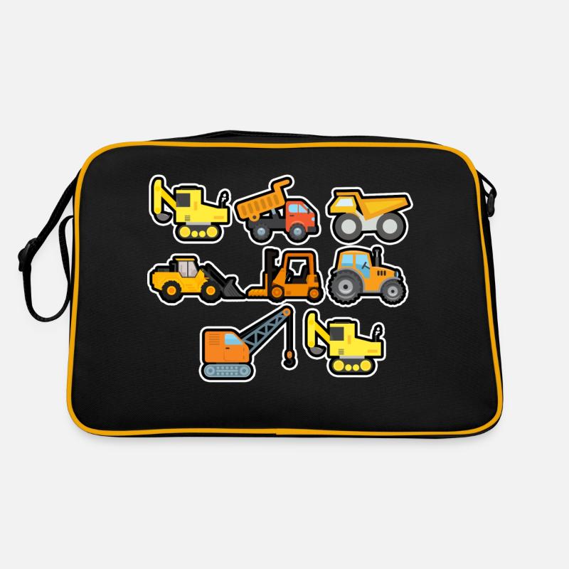 Excavatrice Chantier de construction Ouvrier de construction Camion de construction I Cadeau Sac Retro