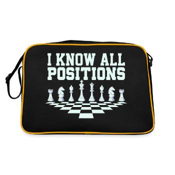 I Know All Positions Chess Player Chess Board - Retro Tasche - Schwarz/Gold - Hinten