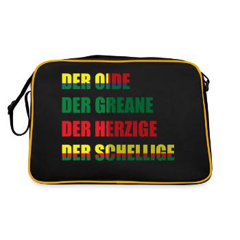 Der Oide Der Greane Der Herzige Der Schellige - Retro Tasche - Schwarz/Gold - Hinten