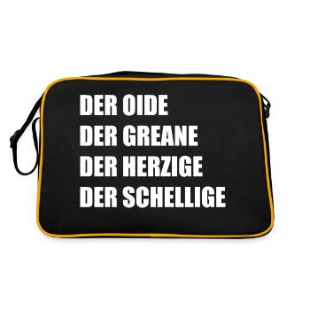 Der Oide Der Greane Der Herzige Der Schellige - Retro Tasche - Schwarz/Gold - Hinten