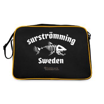 Surströmming Schweden skelettierter Hering - Retro Tasche - Schwarz/Gold - Hinten