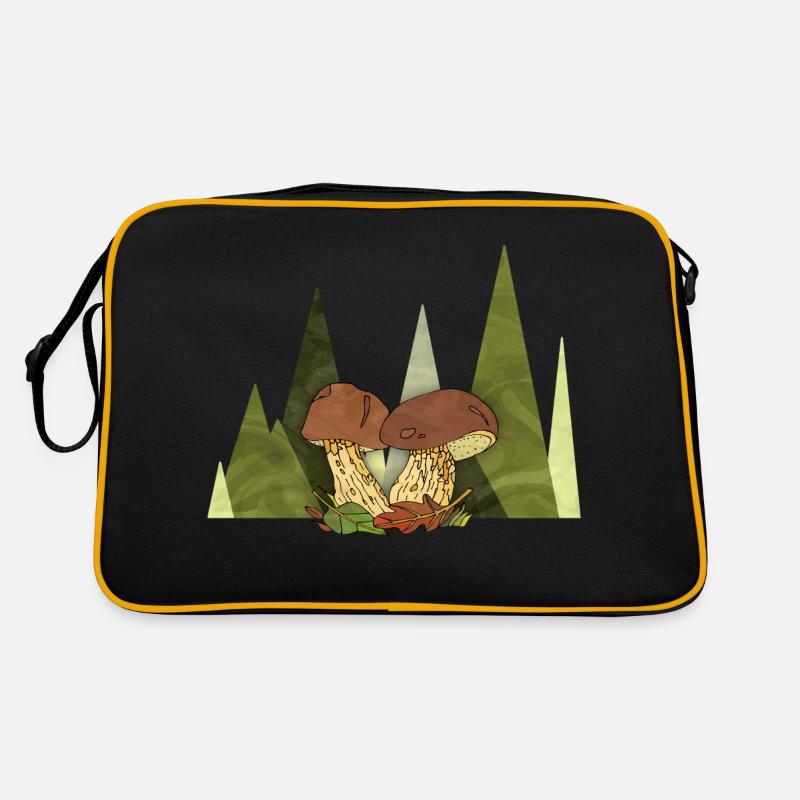 Pilze - Retro Tasche - Schwarz/Gold