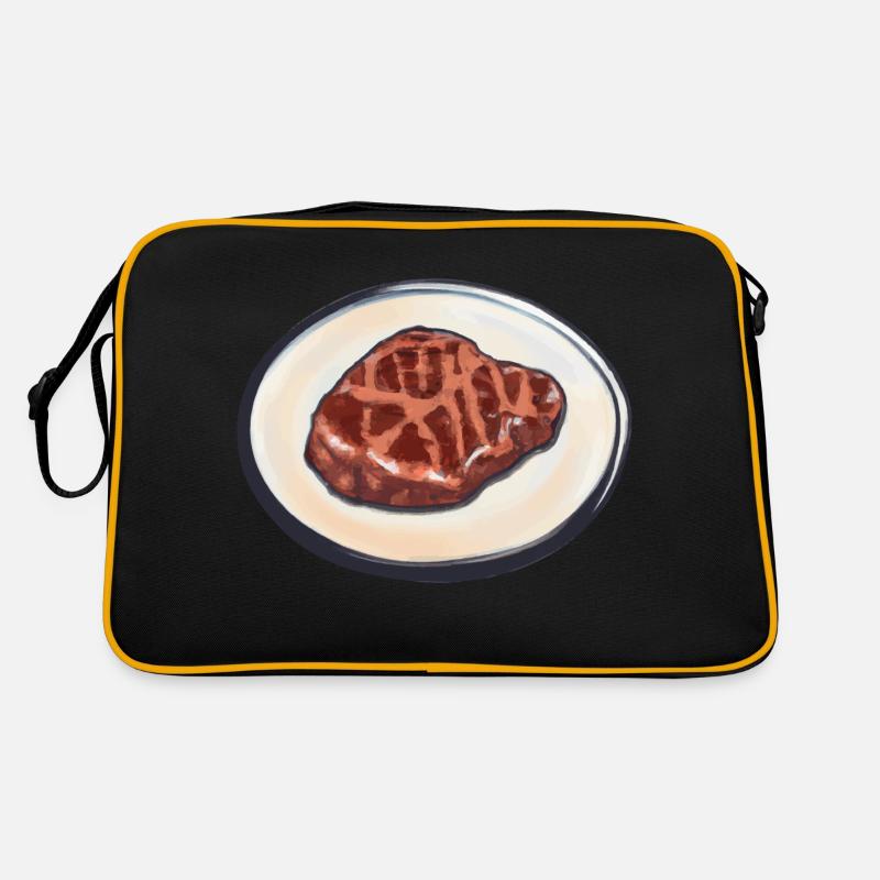 Steak Fleisch Rindfleisch Essen und Grillen T-Bone Retro Tasche