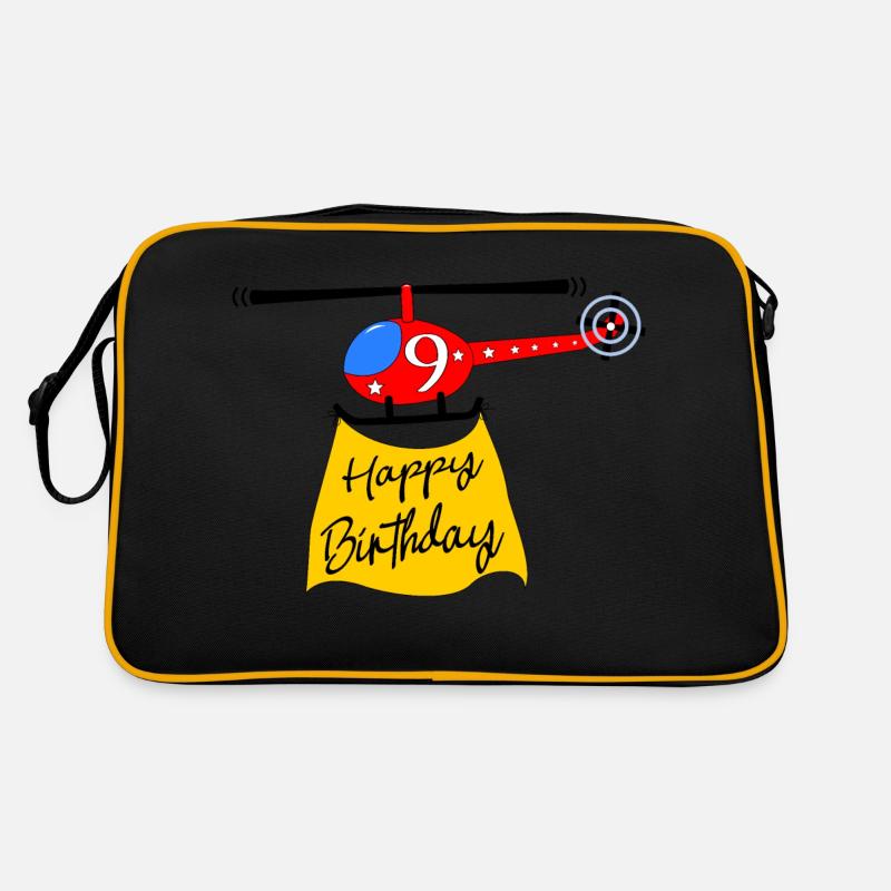 Hubschrauber Happy Birthday 9 Retro Tasche
