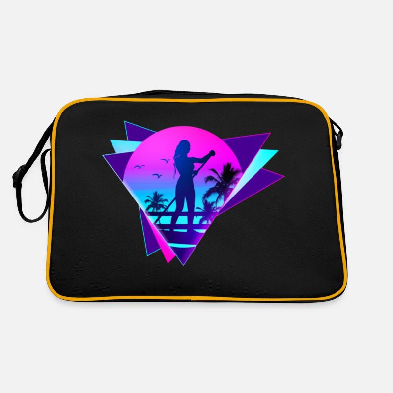 SUP board paddleboarding paddel supboard Stand Up - Retro Tasche - Schwarz/Gold