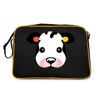 cow cute animal farm animals funny cows new 18 - Retro Bag - black/gold - Back
