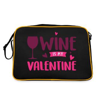 Wine is my Valentine - Le vin est ma Valentine - Retro Tasche - Schwarz/Gold - Hinten