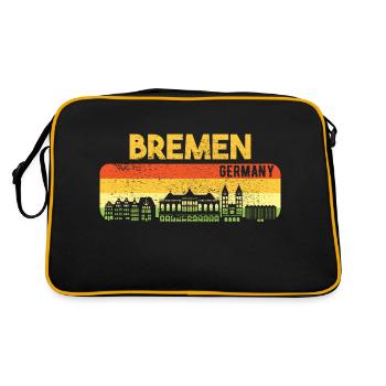 Bremen Skyline Bremer Geschenk - Retro Tasche - Schwarz/Gold - Hinten