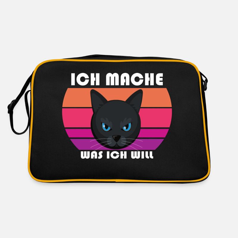 Katze ich mache was ich will - Retro Tasche - Schwarz/Gold