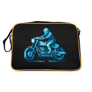 Un motocycliste assis sur sa machine en 8 bits - Sac Retro - noir/or - Dos