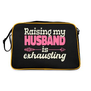 My husband's education is exhausting - Retro Bag - black/gold - Back