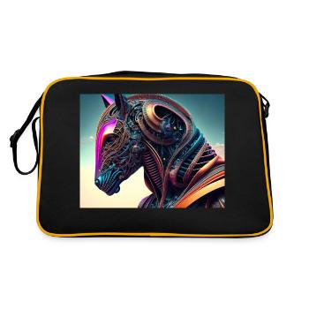 Mechanischer Pferdekopf - Retro Tasche - Schwarz/Gold - Hinten