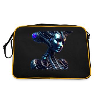 Biomechanical Tree Woman Robot - Retro Bag - black/gold - Back
