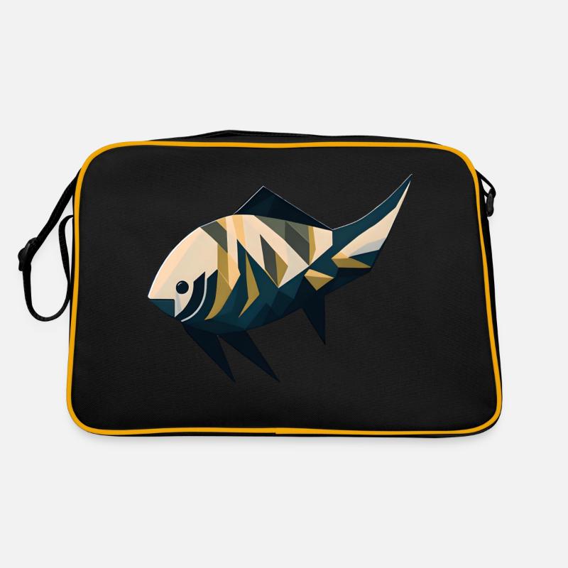 Poisson minimaliste - Sac Retro - noir/or