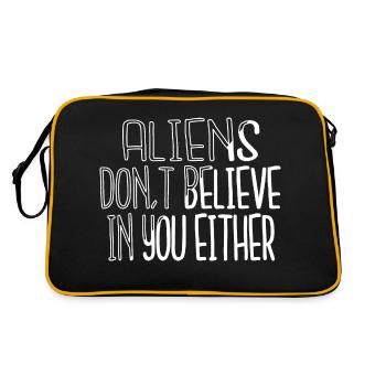 happy alien puns scifi sayings animation - Retro Tasche - Schwarz/Gold - Hinten