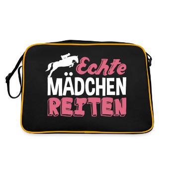 Echte Mädchen reiten - Retro Tasche - Schwarz/Gold - Hinten