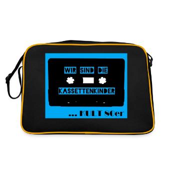 Wir sind die Kassettenkinder - hellblau - Retro Tasche - Schwarz/Gold - Hinten