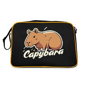 Capybara mignon - Mème animal viral -Ok je tire vers le haut - Sac Retro - noir/or - Dos