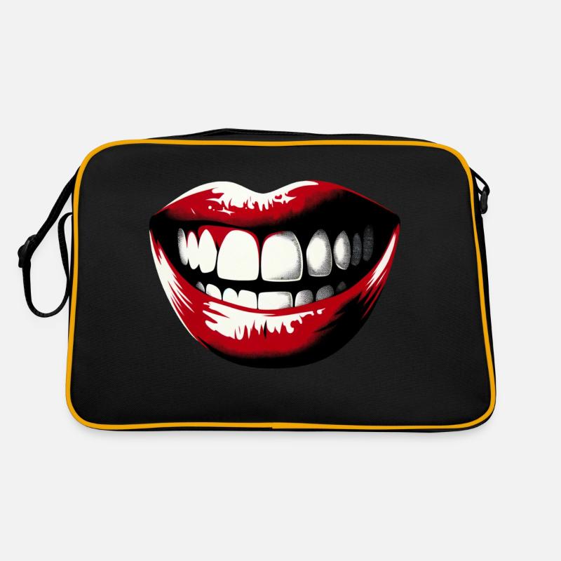 Lachende Lippen | Glücklich sein Retro Tasche