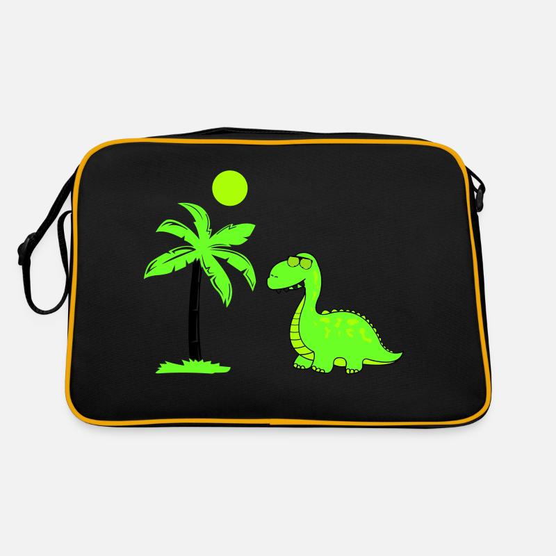 dinosaurier palme 02 - Retro Tasche - Schwarz/Gold