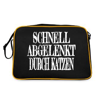 seekatze raubkatze meerkatze säugetier statement - Retro Tasche - Schwarz/Gold - Hinten